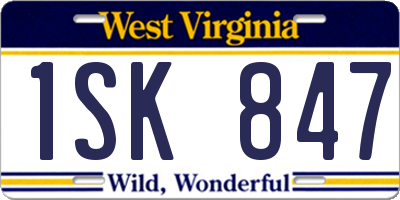 WV license plate 1SK847