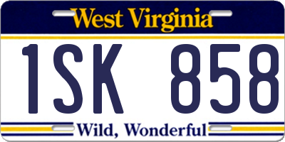 WV license plate 1SK858