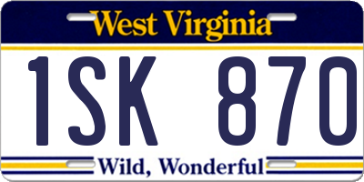 WV license plate 1SK870