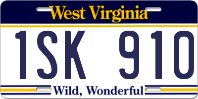 WV license plate 1SK910