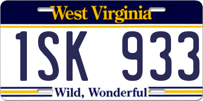 WV license plate 1SK933