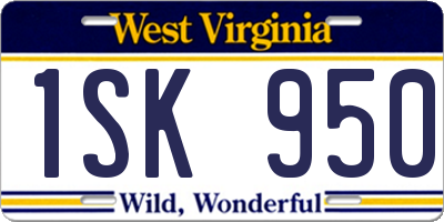 WV license plate 1SK950