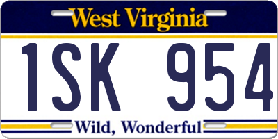 WV license plate 1SK954