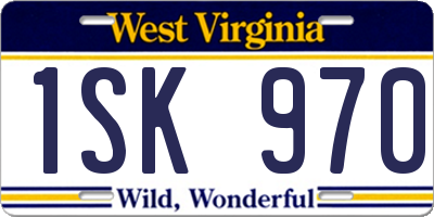 WV license plate 1SK970