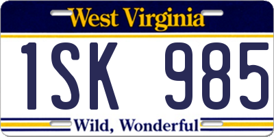 WV license plate 1SK985