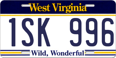 WV license plate 1SK996