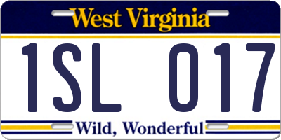 WV license plate 1SL017