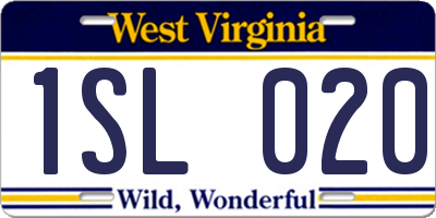 WV license plate 1SL020