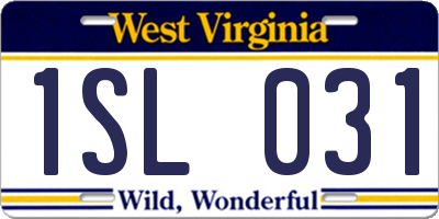 WV license plate 1SL031