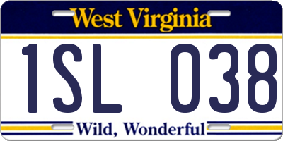 WV license plate 1SL038