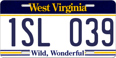 WV license plate 1SL039