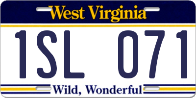 WV license plate 1SL071