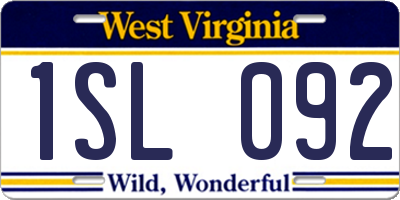 WV license plate 1SL092