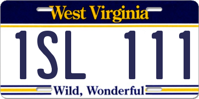 WV license plate 1SL111