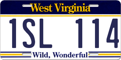 WV license plate 1SL114