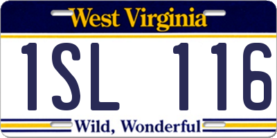 WV license plate 1SL116