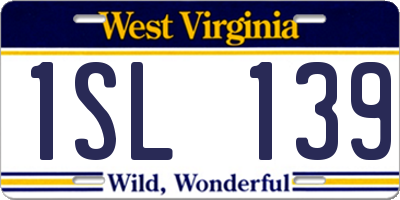 WV license plate 1SL139