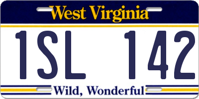 WV license plate 1SL142