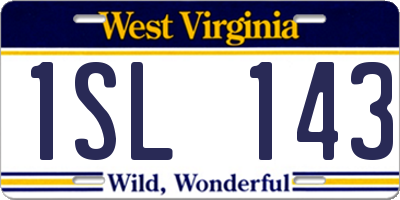 WV license plate 1SL143