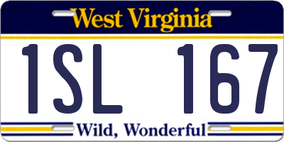 WV license plate 1SL167