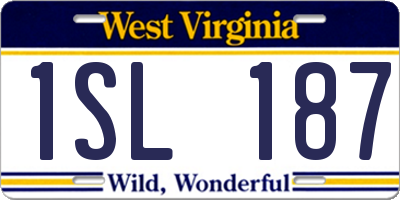 WV license plate 1SL187