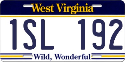 WV license plate 1SL192