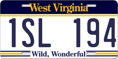 WV license plate 1SL194