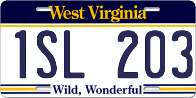 WV license plate 1SL203