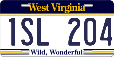 WV license plate 1SL204