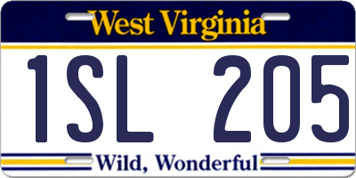 WV license plate 1SL205
