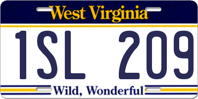 WV license plate 1SL209