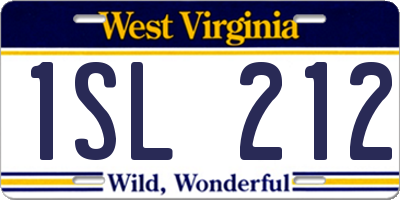 WV license plate 1SL212