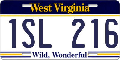 WV license plate 1SL216