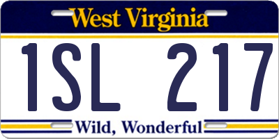 WV license plate 1SL217