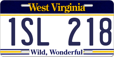 WV license plate 1SL218