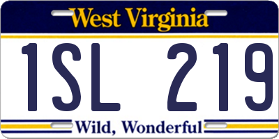 WV license plate 1SL219