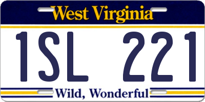 WV license plate 1SL221