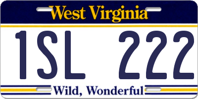 WV license plate 1SL222