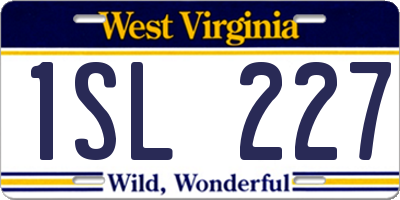 WV license plate 1SL227
