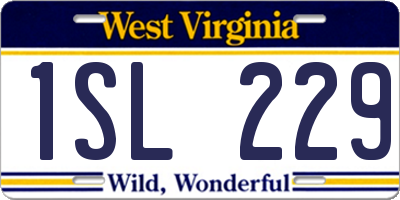 WV license plate 1SL229