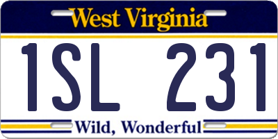 WV license plate 1SL231