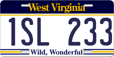 WV license plate 1SL233