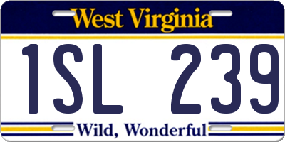 WV license plate 1SL239