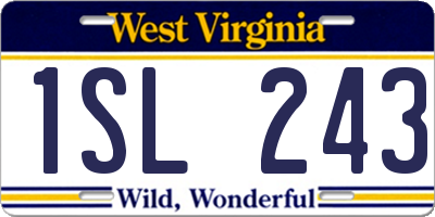 WV license plate 1SL243