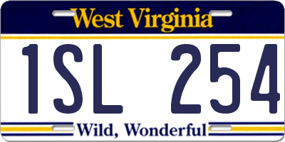 WV license plate 1SL254