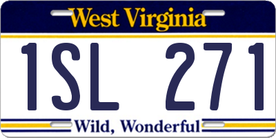 WV license plate 1SL271