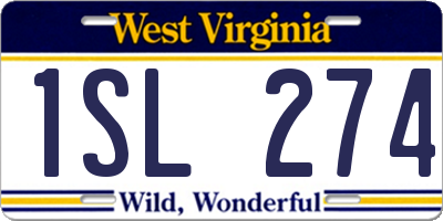 WV license plate 1SL274