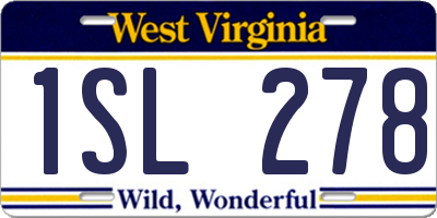 WV license plate 1SL278