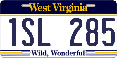 WV license plate 1SL285