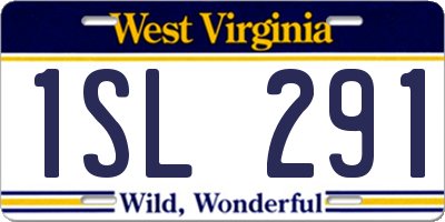 WV license plate 1SL291